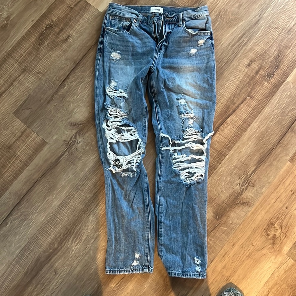 Pistola distressed cropped denim